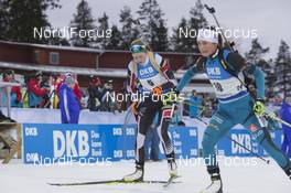 04.12.2016, Oestersund, Sweden, (SWE): Lisa Theresa Hauser (AUT), Justine Braisaz (FRA), (l-r) - IBU world cup biathlon, pursuit women, Oestersund (SWE). www.nordicfocus.com. © Manzoni/NordicFocus. Every downloaded picture is fee-liable.