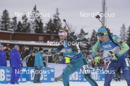 04.12.2016, Oestersund, Sweden, (SWE): Anais Bescond (FRA), Galina Vishnevskaya (KAZ), (l-r) - IBU world cup biathlon, pursuit women, Oestersund (SWE). www.nordicfocus.com. © Manzoni/NordicFocus. Every downloaded picture is fee-liable.