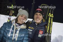 03.12.2016, Oestersund, Sweden, (SWE): Cecile Manzoni, NordicFocus Office and Quentin Fillon Maillet (FRA), (l-r) - IBU world cup biathlon, sprint men, Oestersund (SWE). www.nordicfocus.com. © Manzoni/NordicFocus. Every downloaded picture is fee-liable.