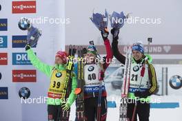 03.12.2016, Oestersund, Sweden, (SWE): Laura Dahlmeier (GER), Lisa Theresa Hauser (AUT), Vanessa Hinz (GER), (l-r) - IBU world cup biathlon, sprint women, Oestersund (SWE). www.nordicfocus.com. © Manzoni/NordicFocus. Every downloaded picture is fee-liable.