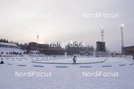 03.12.2016, Oestersund, Sweden, (SWE): Event Feature: Overview over the Biathlon Area with an undefined athlete in the penatly loop - IBU world cup biathlon, sprint women, Oestersund (SWE). www.nordicfocus.com. © Manzoni/NordicFocus. Every downloaded picture is fee-liable.
