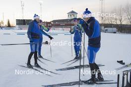 02.12.2016, Oestersund, Sweden, (SWE): Guillaume Robert (FRA), Salomon race service, Mathias Fredriksson (SWE), Jesper Nelin (SWE), Sebastian Samuelsson (SWE) - IBU world cup biathlon, training, Oestersund (SWE). www.nordicfocus.com. © Manzoni/NordicFocus. Every downloaded picture is fee-liable.
