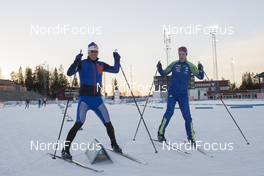 02.12.2016, Oestersund, Sweden, (SWE): Sebastian Samuelsson (SWE), Mathias Fredriksson (SWE), (l-r) - IBU world cup biathlon, training, Oestersund (SWE). www.nordicfocus.com. © Manzoni/NordicFocus. Every downloaded picture is fee-liable.