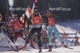 10.12.2016, Pokljuka, Slovenia (SLO): Scott Gow (CAN), Benjamin Weger (SUI), Sergey Semenov (UKR), (l-r) -  IBU world cup biathlon, pursuit men, Pokljuka (SLO). www.nordicfocus.com. © Manzoni/NordicFocus. Every downloaded picture is fee-liable.