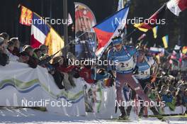 11.12.2016, Pokljuka, Slovenia (SLO): Maxim Tsvetkov (RUS), Daniel Mesotitsch (AUT), (l-r) -  IBU world cup biathlon, relay men, Pokljuka (SLO). www.nordicfocus.com. © Manzoni/NordicFocus. Every downloaded picture is fee-liable.