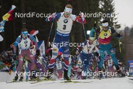 18.12.2016, Nove Mesto, Czech Republic (CZE): Anton Shipulin (RUS), Johannes Thingnes Boe (NOR), Martin Fourcade (FRA), (l-r) - IBU world cup biathlon, mass men, Nove Mesto (CZE). www.nordicfocus.com. © Manzoni/NordicFocus. Every downloaded picture is fee-liable.