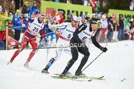 02.01.2016, Lenzerheide, Switzerland (SUI): Niklas Dyrhaug (NOR), Emil Joensson (SWE), Dario Cologna (SUI), (l-r)  - FIS world cup cross-country, tour de ski, mass men, Lenzerheide (SUI). www.nordicfocus.com. © Felgenhauer/NordicFocus. Every downloaded picture is fee-liable.