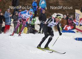 02.01.2016, Lenzerheide, Switzerland (SUI): Alexander Bessmertnykh (RUS), Dario Cologna (SUI), (l-r)  - FIS world cup cross-country, tour de ski, mass men, Lenzerheide (SUI). www.nordicfocus.com. © Felgenhauer/NordicFocus. Every downloaded picture is fee-liable.