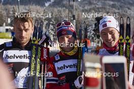 03.01.2016, Lenzerheide, Switzerland (SUI): Petter Northug (NOR), Martin Johnsrud Sundby (NOR), Finn Haagen Krogh (NOR), (l-r)  - FIS world cup cross-country, tour de ski, pursuit men, Lenzerheide (SUI). www.nordicfocus.com. © Felgenhauer/NordicFocus. Every downloaded picture is fee-liable.