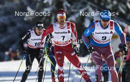 03.01.2016, Lenzerheide, Switzerland (SUI): Dario Cologna (SUI), Alex Harvey (CAN), Evgeniy Belov (RUS), (l-r)  - FIS world cup cross-country, tour de ski, pursuit men, Lenzerheide (SUI). www.nordicfocus.com. © Felgenhauer/NordicFocus. Every downloaded picture is fee-liable.