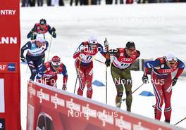 06.01.2016, Oberstdorf, Germany (GER): Hans Christer Holund (NOR), Andreas Katz (GER), Petter Northug (NOR), (l-r)  - FIS world cup cross-country, tour de ski, mass men, Oberstdorf (GER). www.nordicfocus.com. © Felgenhauer/NordicFocus. Every downloaded picture is fee-liable.
