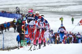 06.01.2016, Oberstdorf, Germany (GER): Therese Johaug (NOR), Ingvild Flugstad Oestberg (NOR), Heidi Weng (NOR), (l-r)  - FIS world cup cross-country, tour de ski, mass women, Oberstdorf (GER). www.nordicfocus.com. © Felgenhauer/NordicFocus. Every downloaded picture is fee-liable.