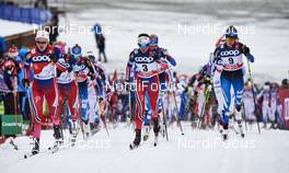06.01.2016, Oberstdorf, Germany (GER): Ingvild Flugstad Oestberg (NOR), Heidi Weng (NOR), Laura Mononen (FIN), (l-r)  - FIS world cup cross-country, tour de ski, mass women, Oberstdorf (GER). www.nordicfocus.com. © Felgenhauer/NordicFocus. Every downloaded picture is fee-liable.