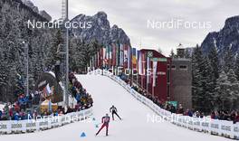 08.01.2016, Cortina-Toblach, Italy (ITA): Sjur Roethe (NOR), Curdin Perl (SUI), (l-r), over the top   - FIS world cup cross-country, tour de ski, 10km men, Cortina-Toblach (ITA). www.nordicfocus.com. © Felgenhauer/NordicFocus. Every downloaded picture is fee-liable.