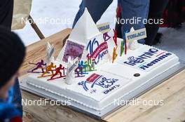 10.01.2016, Val di Fiemme, Italy (ITA): Tour de Ski cake   - FIS world cup cross-country, tour de ski, final climb women, Val di Fiemme (ITA). www.nordicfocus.com. © Felgenhauer/NordicFocus. Every downloaded picture is fee-liable.
