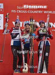 10.01.2016, Val di Fiemme, Italy (ITA): Ingvild Flugstad Oestberg (NOR), Therese Johaug (NOR), Heidi Weng (NOR), (l-r) - FIS world cup cross-country, tour de ski, final climb women, Val di Fiemme (ITA). www.nordicfocus.com. © Felgenhauer/NordicFocus. Every downloaded picture is fee-liable.