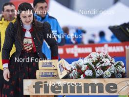 09.01.2016, Val di Fiemme, Italy (ITA): Le Gruyère cheese ready for the flower ceremony   - FIS world cup cross-country, tour de ski, mass men, Val di Fiemme (ITA). www.nordicfocus.com. © Felgenhauer/NordicFocus. Every downloaded picture is fee-liable.
