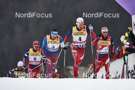 09.01.2016, Val di Fiemme, Italy (ITA): Didrik Toenseth (NOR), Sergey Ustiugov (RUS), Finn Haagen Krogh (NOR), Martin Johnsrud Sundby (NOR), (l-r)  - FIS world cup cross-country, tour de ski, mass men, Val di Fiemme (ITA). www.nordicfocus.com. © Felgenhauer/NordicFocus. Every downloaded picture is fee-liable.
