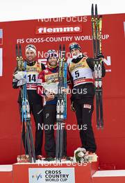 09.01.2016, Val di Fiemme, Italy (ITA): Niklas Dyrhaug (NOR), Martin Johnsrud Sundby (NOR), Alexey Poltoranin (KAZ), (l-r) - FIS world cup cross-country, tour de ski, mass men, Val di Fiemme (ITA). www.nordicfocus.com. © Felgenhauer/NordicFocus. Every downloaded picture is fee-liable.