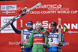 16.01.2016, Planica, Slovenia (SLO): Baptiste Gros (FRA), Federico Pellegrino (ITA), Richard Jouve (FRA), (l-r) - FIS world cup cross-country, individual sprint, Planica (SLO). www.nordicfocus.com. © Felgenhauer/NordicFocus. Every downloaded picture is fee-liable.