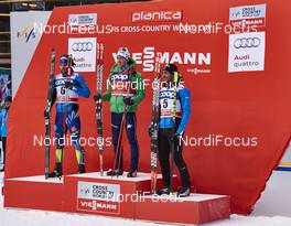 16.01.2016, Planica, Slovenia (SLO): Baptiste Gros (FRA), Federico Pellegrino (ITA), Richard Jouve (FRA), (l-r) - FIS world cup cross-country, individual sprint, Planica (SLO). www.nordicfocus.com. © Felgenhauer/NordicFocus. Every downloaded picture is fee-liable.