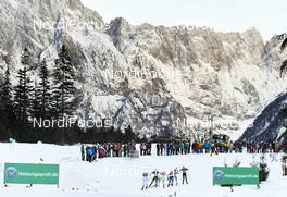 17.01.2016, Planica, Slovenia (SLO): ahtletes pass Viessmann banners   - FIS world cup cross-country, team sprint, Planica (SLO). www.nordicfocus.com. © Felgenhauer/NordicFocus. Every downloaded picture is fee-liable.