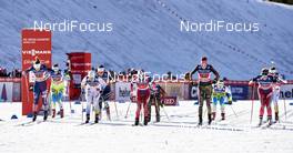 17.01.2016, Planica, Slovenia (SLO): Ida Sargent (USA), Vesna Fabjan (SLO), Ida Ingemarsdotter (SWE), Heidi Weng (NOR), Sandra Ringwald (GER), Nika Razinger (SLO), Laura Gimmler (GER), Jonna Sundling (SWE), Mari Eide (NOR), (l-r)  - FIS world cup cross-country, team sprint, Planica (SLO). www.nordicfocus.com. © Felgenhauer/NordicFocus. Every downloaded picture is fee-liable.