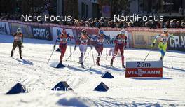 03.02.2016, Drammen, Norway (NOR): Sandra Ringwald (GER), Ragnhild Haga (NOR), Sophie Caldwell (USA), Anastasia Dotsenko (RUS), Kathrine Rolsted Harsem (0), Anamarija Lampic (SLO), (l-r)  - FIS world cup cross-country, individual sprint, Drammen (NOR). www.nordicfocus.com. © Felgenhauer/NordicFocus. Every downloaded picture is fee-liable.