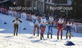 03.02.2016, Drammen, Norway (NOR): Sebastian Eisenlauer (GER), Sergey Ustiugov (RUS), Matias Strandvall (FIN), Ola Vigen Hattestad (NOR), Baptiste Gros (FRA), (l-r)  - FIS world cup cross-country, individual sprint, Drammen (NOR). www.nordicfocus.com. © Felgenhauer/NordicFocus. Every downloaded picture is fee-liable.