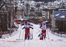 03.02.2016, Drammen, Norway (NOR): Petter Northug (NOR), Eirik Brandsdal (NOR), (l-r)  - FIS world cup cross-country, individual sprint, Drammen (NOR). www.nordicfocus.com. © Felgenhauer/NordicFocus. Every downloaded picture is fee-liable.