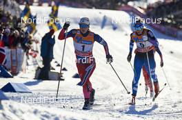 03.02.2016, Drammen, Norway (NOR): Ingvild Flugstad Oestberg (NOR), Mona-Liisa Nousiainen (FIN), (l-r)  - FIS world cup cross-country, individual sprint, Drammen (NOR). www.nordicfocus.com. © Felgenhauer/NordicFocus. Every downloaded picture is fee-liable.