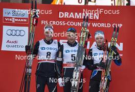 03.02.2016, Drammen, Norway (NOR): Ola Vigen Hattestad (NOR), Petter Northug (NOR), Eirik Brandsdal (NOR), (l-r) - FIS world cup cross-country, individual sprint, Drammen (NOR). www.nordicfocus.com. © Felgenhauer/NordicFocus. Every downloaded picture is fee-liable.