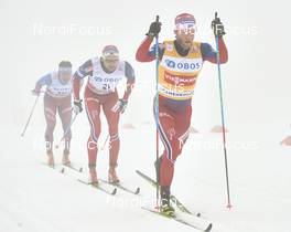 06.02.2016, Oslo, Norway (NOR): Maxim Vylegzhanin (RUS), Niklas Dyrhaug (NOR), Martin Johnsrud Sundby (NOR), (l-r)  - FIS world cup cross-country, mass men, Oslo (NOR). www.nordicfocus.com. © Felgenhauer/NordicFocus. Every downloaded picture is fee-liable.