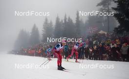 06.02.2016, Oslo, Norway (NOR): (l-r) Didrik Toenseth (NOR), Madshus, Swix, Rottefella and Niklas Dyrhaug (NOR), Fischer, KV+, Rottefella - FIS world cup cross-country, mass men, Oslo (NOR). www.nordicfocus.com. © Laiho/NordicFocus. Every downloaded picture is fee-liable.