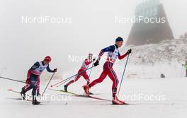 06.02.2016, Oslo, Norway (NOR): (l-r) Noah Hoffman (USA), Alex Harvey (CAN), Fischer, Salomon, One Way and Vebjoern Turtveit (NOR) - FIS world cup cross-country, mass men, Oslo (NOR). www.nordicfocus.com. © Laiho/NordicFocus. Every downloaded picture is fee-liable.