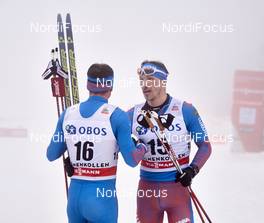 06.02.2016, Oslo, Norway (NOR): Maxim Vylegzhanin (RUS), Sergey Turyshev (RUS), (l-r)  - FIS world cup cross-country, mass men, Oslo (NOR). www.nordicfocus.com. © Felgenhauer/NordicFocus. Every downloaded picture is fee-liable.