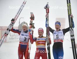 07.02.2016, Oslo, Norway (NOR): Ingvild Flugstad Oestberg (NOR), Therese Johaug (NOR), Anne Kylloenen (FIN), (l-r)  - FIS world cup cross-country, mass women, Oslo (NOR). www.nordicfocus.com. © Felgenhauer/NordicFocus. Every downloaded picture is fee-liable.