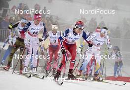 07.02.2016, Oslo, Norway (NOR): Sadie Bjornsen (USA), Ingvild Flugstad Oestberg (NOR), Heidi Weng (NOR), Charlotte Kalla (SWE), (l-r)  - FIS world cup cross-country, mass women, Oslo (NOR). www.nordicfocus.com. © Felgenhauer/NordicFocus. Every downloaded picture is fee-liable.