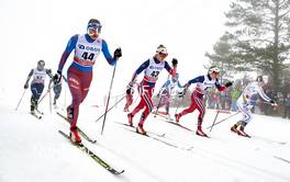 07.02.2016, Oslo, Norway (NOR): Yelena Kolomina (KAZ), Polina Kalsina (RUS), Lovise Heimdal (NOR), Anna Svendsen (NOR), Elin Mohlin (SWE), (l-r)  - FIS world cup cross-country, mass women, Oslo (NOR). www.nordicfocus.com. © Felgenhauer/NordicFocus. Every downloaded picture is fee-liable.