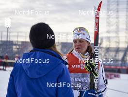 05.02.2016, Oslo, Norway (NOR): Ida Ingemarsdotter (SWE), talking to swedish tv   - FIS world cup cross-country, training, Oslo (NOR). www.nordicfocus.com. © Felgenhauer/NordicFocus. Every downloaded picture is fee-liable.