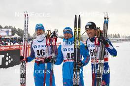 13.02.2016, Falun, Sweden (SWE): Alexander Bessmertnykh (RUS), Maxim Vylegzhanin (RUS), Maurice Manificat (FRA), (l-r)  - FIS world cup cross-country, 10km men, Falun (SWE). www.nordicfocus.com. © Felgenhauer/NordicFocus. Every downloaded picture is fee-liable.