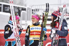 13.02.2016, Falun, Sweden (SWE): Ingvild Flugstad Oestberg (NOR), Therese Johaug (NOR), Heidi Weng (NOR), (l-r)  - FIS world cup cross-country, 5km women, Falun (SWE). www.nordicfocus.com. © Felgenhauer/NordicFocus. Every downloaded picture is fee-liable.