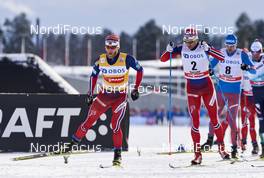 14.02.2016, Falun, Sweden (SWE): Martin Johnsrud Sundby (NOR), Niklas Dyrhaug (NOR), Sergey Ustiugov (RUS), (l-r)  - FIS world cup cross-country, mass men, Falun (SWE). www.nordicfocus.com. © Felgenhauer/NordicFocus. Every downloaded picture is fee-liable.