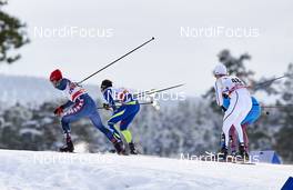14.02.2016, Falun, Sweden (SWE): Noah Hoffman (USA), Clement Parisse (FRA), Simon Andersson (SWE), (l-r)  - FIS world cup cross-country, mass men, Falun (SWE). www.nordicfocus.com. © Felgenhauer/NordicFocus. Every downloaded picture is fee-liable.