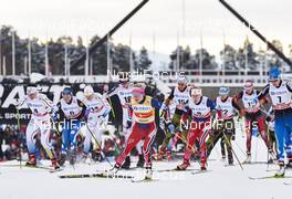 14.02.2016, Falun, Sweden (SWE): Charlotte Kalla (SWE), Krista Parmakoski (FIN), Ida Ingemarsdotter (SWE), Therese Johaug (NOR), Nicole Fessel (GER), Ragnhild Haga (NOR), Sandra Ringwald (GER), Teresa Stadlober (AUT), Anne Kylloenen (FIN), (l-r)  - FIS world cup cross-country, mass women, Falun (SWE). www.nordicfocus.com. © Felgenhauer/NordicFocus. Every downloaded picture is fee-liable.