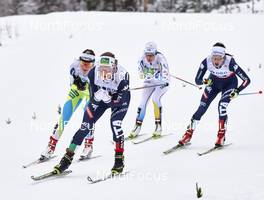 14.02.2016, Falun, Sweden (SWE): Lea Einfalt (SLO), Lucia Scardoni (ITA), Anna Haag (SWE), Ilaria Debertolis (ITA), (l-r)  - FIS world cup cross-country, mass women, Falun (SWE). www.nordicfocus.com. © Felgenhauer/NordicFocus. Every downloaded picture is fee-liable.