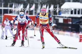 14.02.2016, Falun, Sweden (SWE): Heidi Weng (NOR), Therese Johaug (NOR), (l-r)  - FIS world cup cross-country, mass women, Falun (SWE). www.nordicfocus.com. © Felgenhauer/NordicFocus. Every downloaded picture is fee-liable.