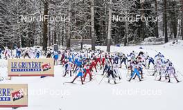 14.02.2016, Falun, Sweden (SWE): the women's start passes Le Gruyere   - FIS world cup cross-country, mass women, Falun (SWE). www.nordicfocus.com. © Felgenhauer/NordicFocus. Every downloaded picture is fee-liable.