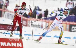 21.02.2016, Lahti, Finland (FIN): Keishin Yoshida (JPN), Marcus Hellner (SWE), (l-r)  - FIS world cup cross-country, skiathlon men, Lahti (FIN). www.nordicfocus.com. © Felgenhauer/NordicFocus. Every downloaded picture is fee-liable.