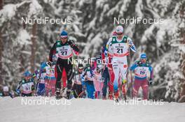 21.02.2016, Lahti, Finland (FIN): (l-r) Curdin Perl (SUI), Rossignol, Swix, Odlo and Marcus Hellner (SWE), Fischer, Swix, Alpina, Rottefella, Craft - FIS world cup cross-country, skiathlon men, Lahti (FIN). www.nordicfocus.com. © Laiho/NordicFocus. Every downloaded picture is fee-liable.